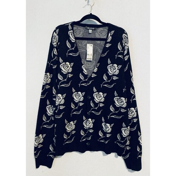 Urban Outfitters UO Cardigan Sweater Mens XL War of the Roses Graphic Black - Picture 2 of 6